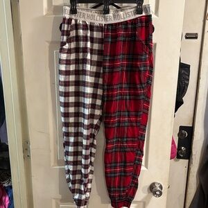 Hollister Red and White Plaid Joggers